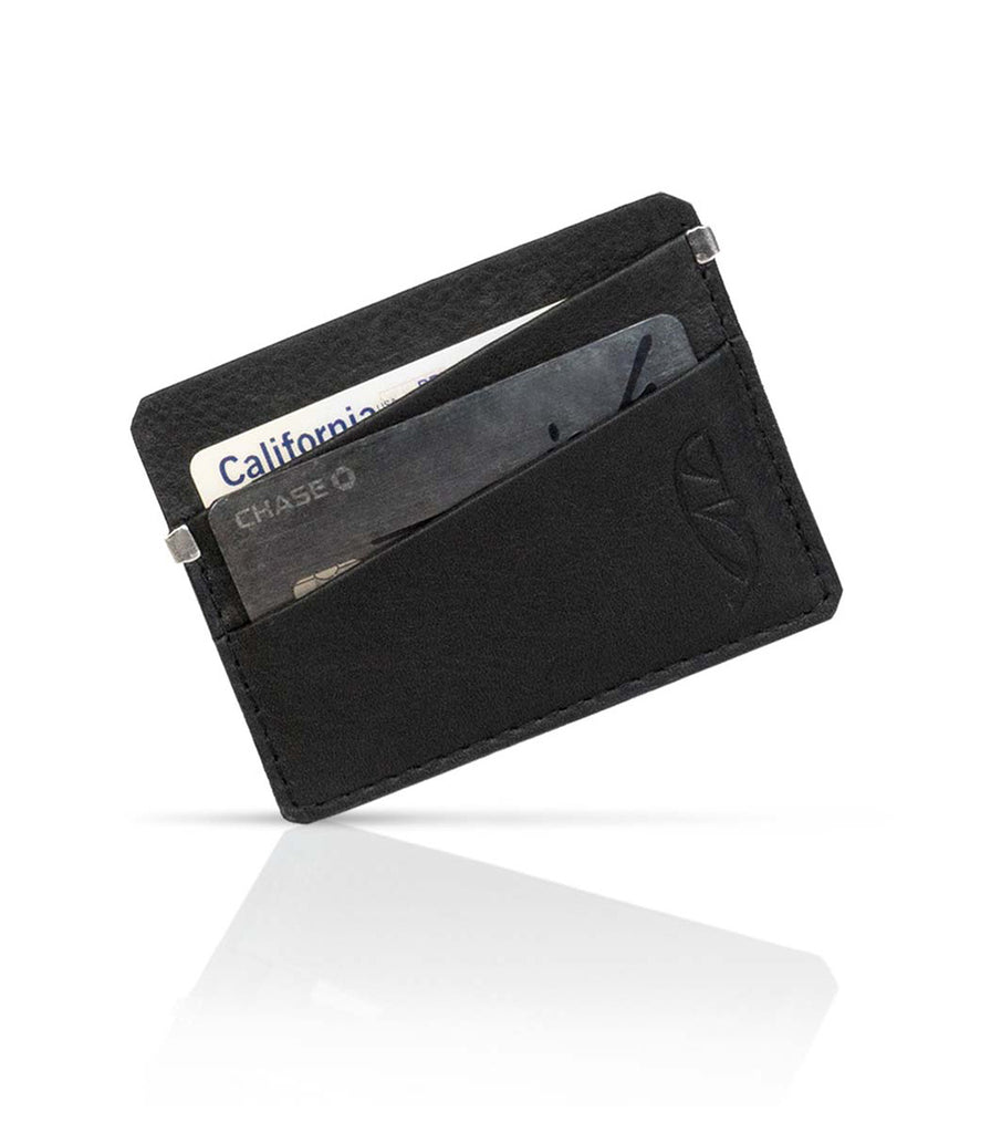 Detail view of the Front pocket card leather wallet from Badami & Co.