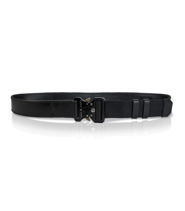 Adjustable jet buckle belt made from nylon and genuine leather from badami and co